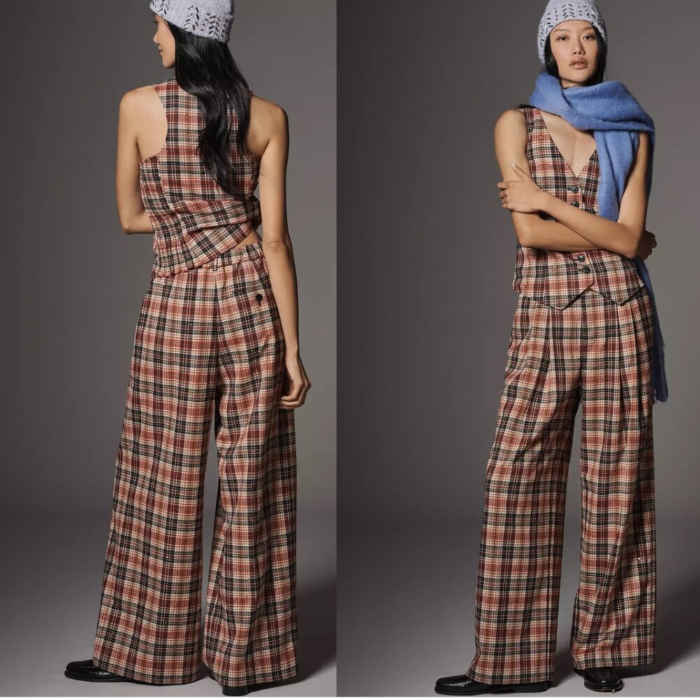 ANTHROPOLOGIE The Avery Sparkle Pleated Wide-Leg Trousers by Maeve M new